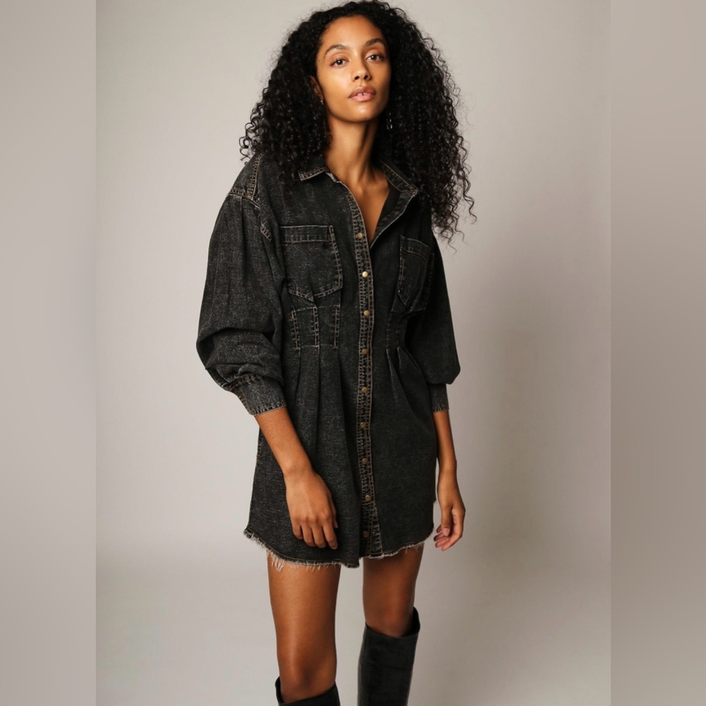 FREE PEOPLE Alpha Denim Dress in Black Wash